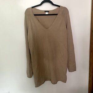 Large Tan Venus V-neck Sweater Dress